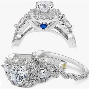 Sterling silver engagement/ wedding band set